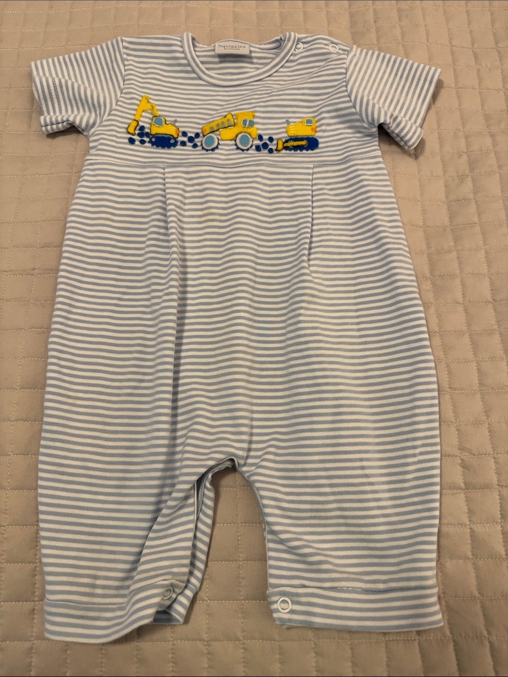 Squiggles 18 months onesie with felt construction appliqué